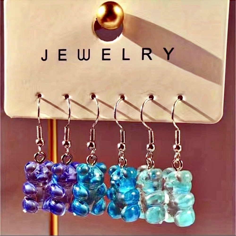 New blue gummy bear drop earrings bundle